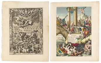 (TITLE PAGES.) Group of 12 seventeenth-and-eighteenth-century engraved allegorical atlas title pages.